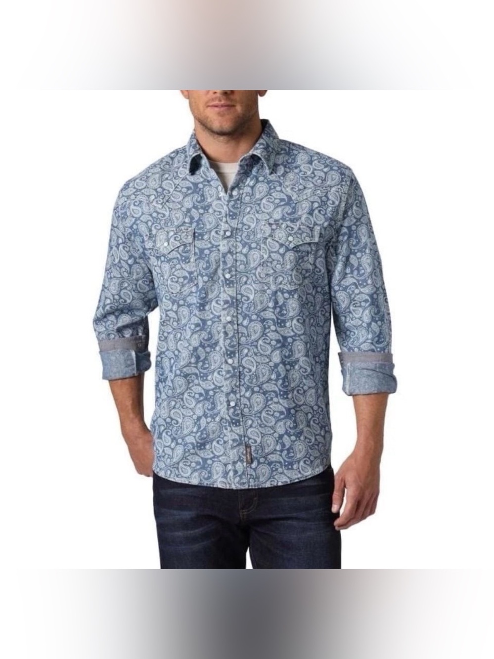 Men’s GEORGE STRAIT By Wrangler Paisley print long sleeve   Western Shirt XL.
